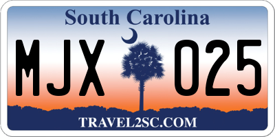 SC license plate MJX025