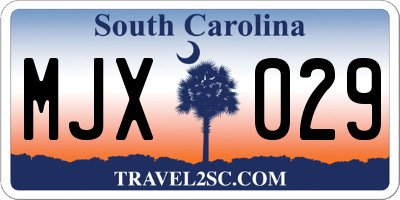 SC license plate MJX029