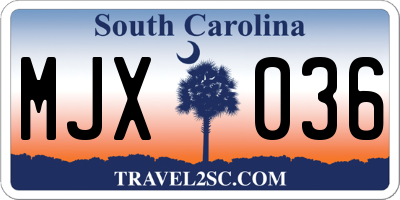 SC license plate MJX036
