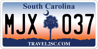 SC license plate MJX037