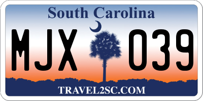 SC license plate MJX039