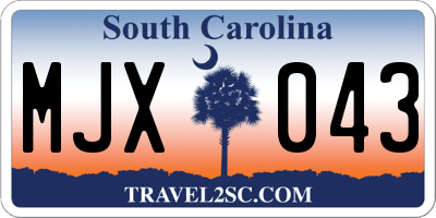 SC license plate MJX043