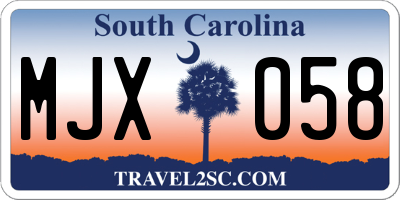 SC license plate MJX058