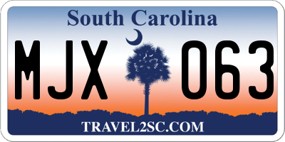 SC license plate MJX063