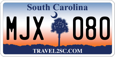 SC license plate MJX080