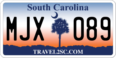 SC license plate MJX089