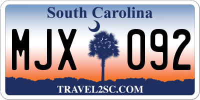 SC license plate MJX092