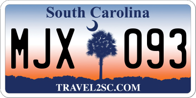 SC license plate MJX093