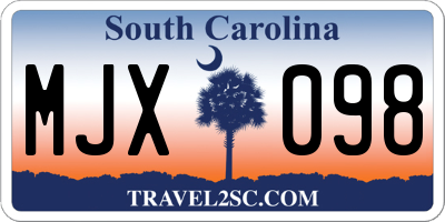 SC license plate MJX098