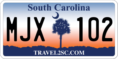 SC license plate MJX102