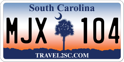 SC license plate MJX104