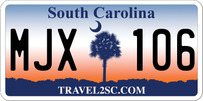 SC license plate MJX106