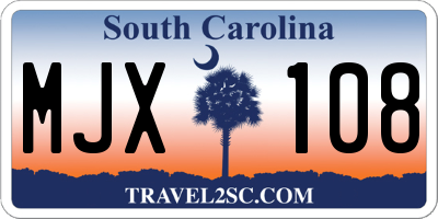 SC license plate MJX108