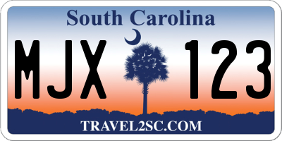 SC license plate MJX123