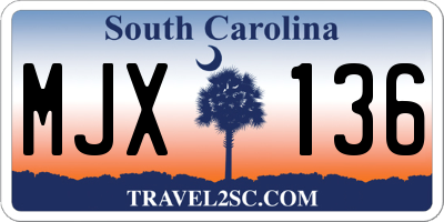 SC license plate MJX136