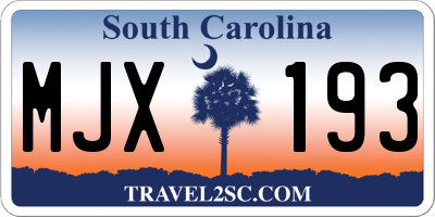 SC license plate MJX193