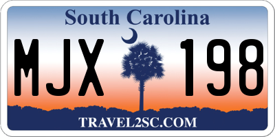 SC license plate MJX198
