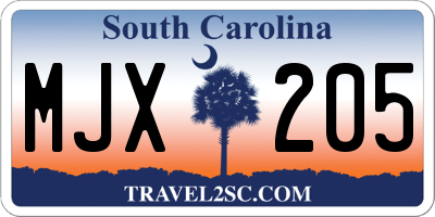 SC license plate MJX205