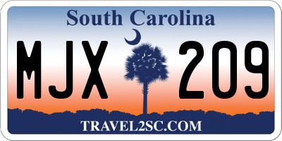 SC license plate MJX209