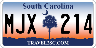 SC license plate MJX214