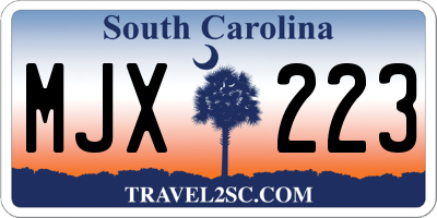 SC license plate MJX223