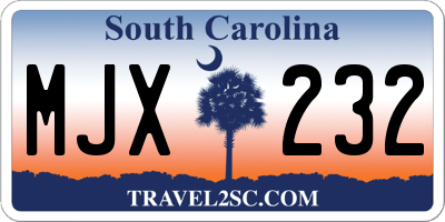 SC license plate MJX232