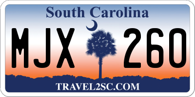 SC license plate MJX260