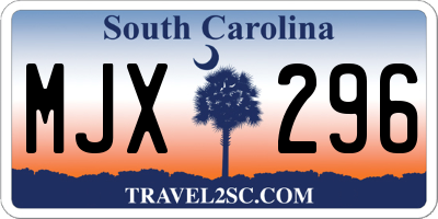 SC license plate MJX296