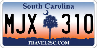 SC license plate MJX310