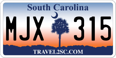 SC license plate MJX315