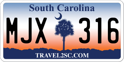 SC license plate MJX316
