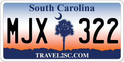 SC license plate MJX322