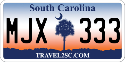 SC license plate MJX333