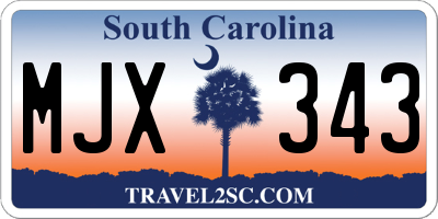 SC license plate MJX343