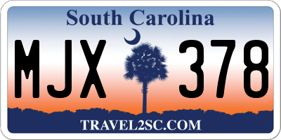 SC license plate MJX378