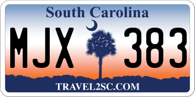 SC license plate MJX383
