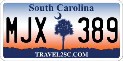 SC license plate MJX389