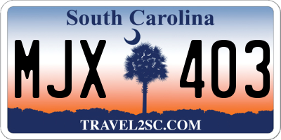 SC license plate MJX403