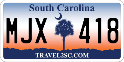SC license plate MJX418