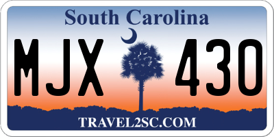 SC license plate MJX430