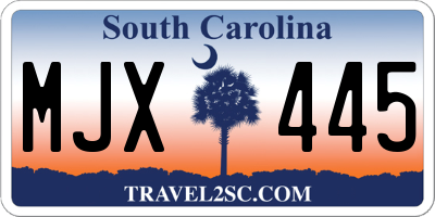 SC license plate MJX445