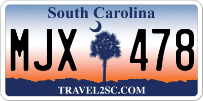 SC license plate MJX478