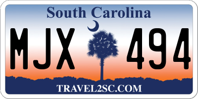 SC license plate MJX494
