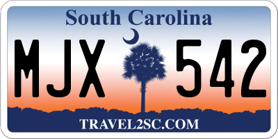 SC license plate MJX542