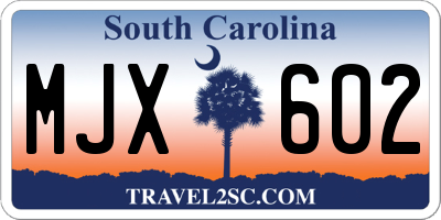 SC license plate MJX602