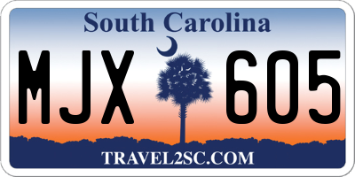 SC license plate MJX605