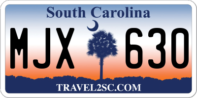SC license plate MJX630
