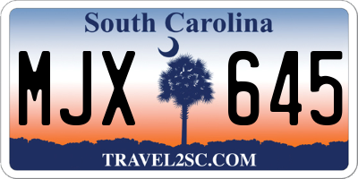 SC license plate MJX645