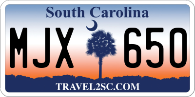 SC license plate MJX650