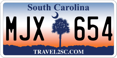 SC license plate MJX654